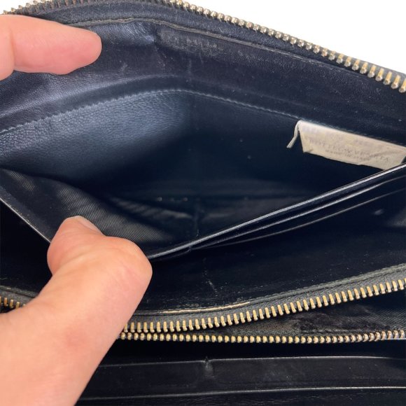 Authentic Bottega Veneta Wallet Long Round Fastener Intrecciato Black Vintage - Picture 9 of 11